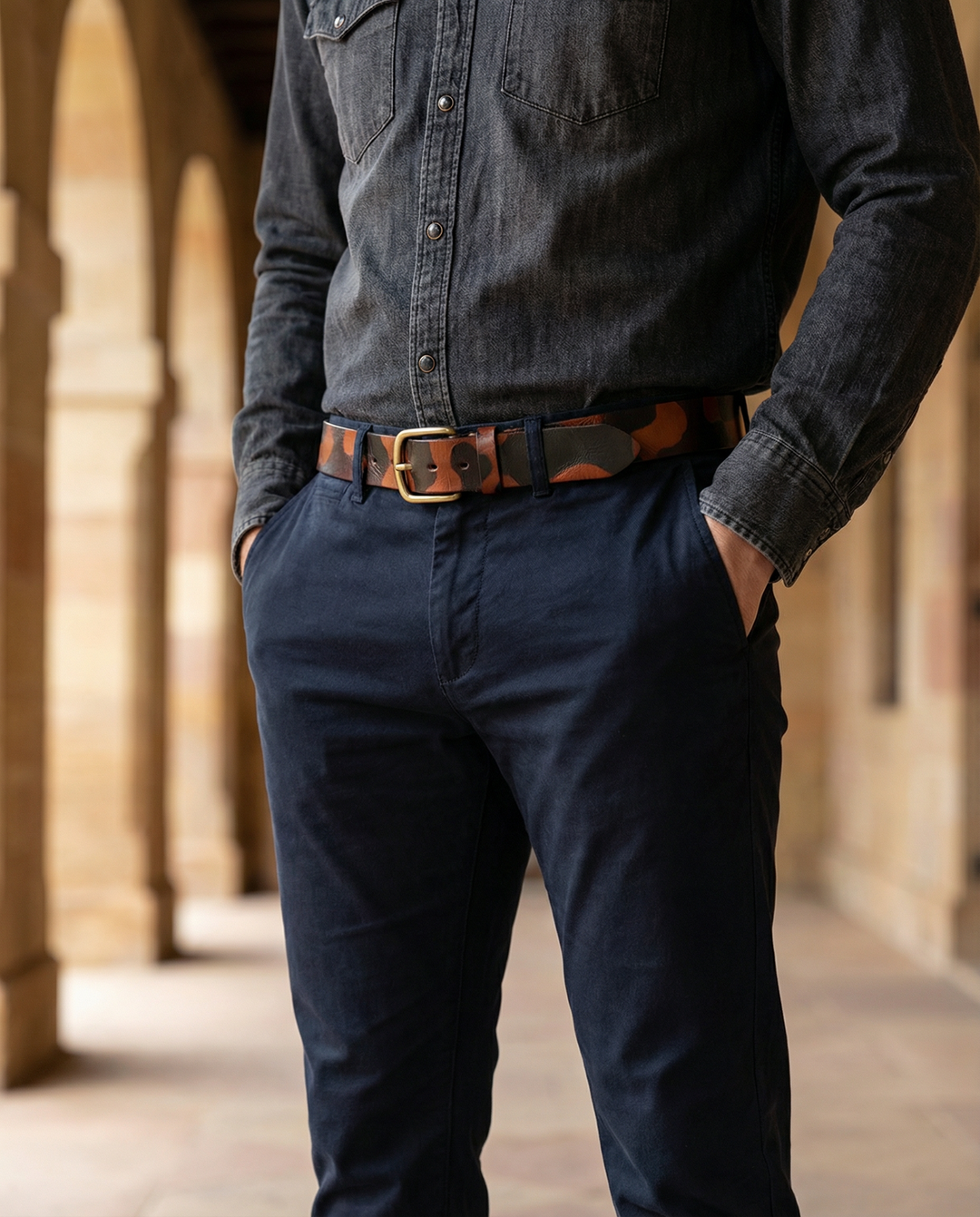 Men's Genuine Cowhide Leather Belt | Heavy-Duty Classic Dress Strap