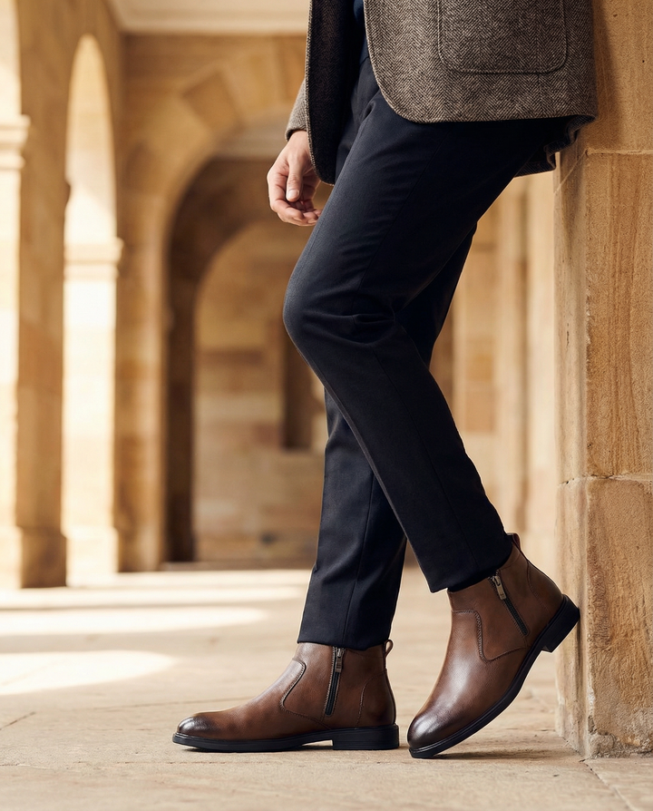 Men's Leather Chelsea Boots – Comfortable Side Zip