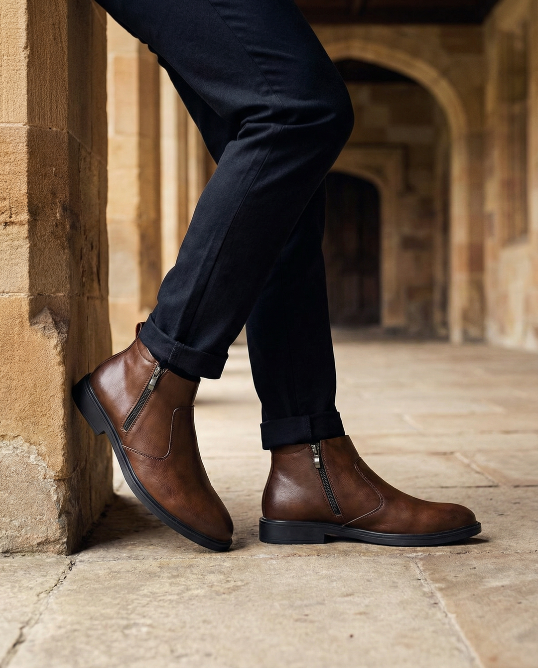 Men's Leather Boots – Side Zip Everyday Comfort