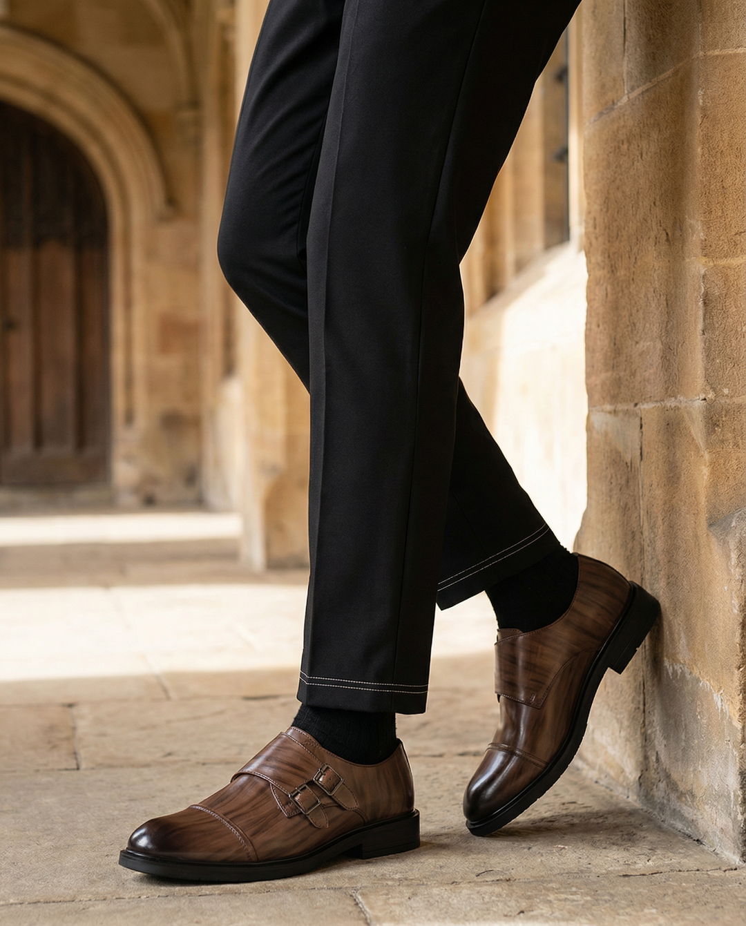 Men's Leather Monk Strap Shoes – Classic Smart Style