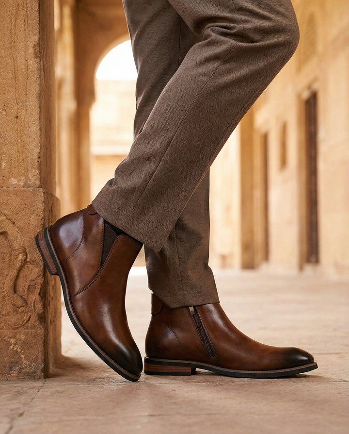 Men's Leather Chelsea Boots – Side Zip Comfort