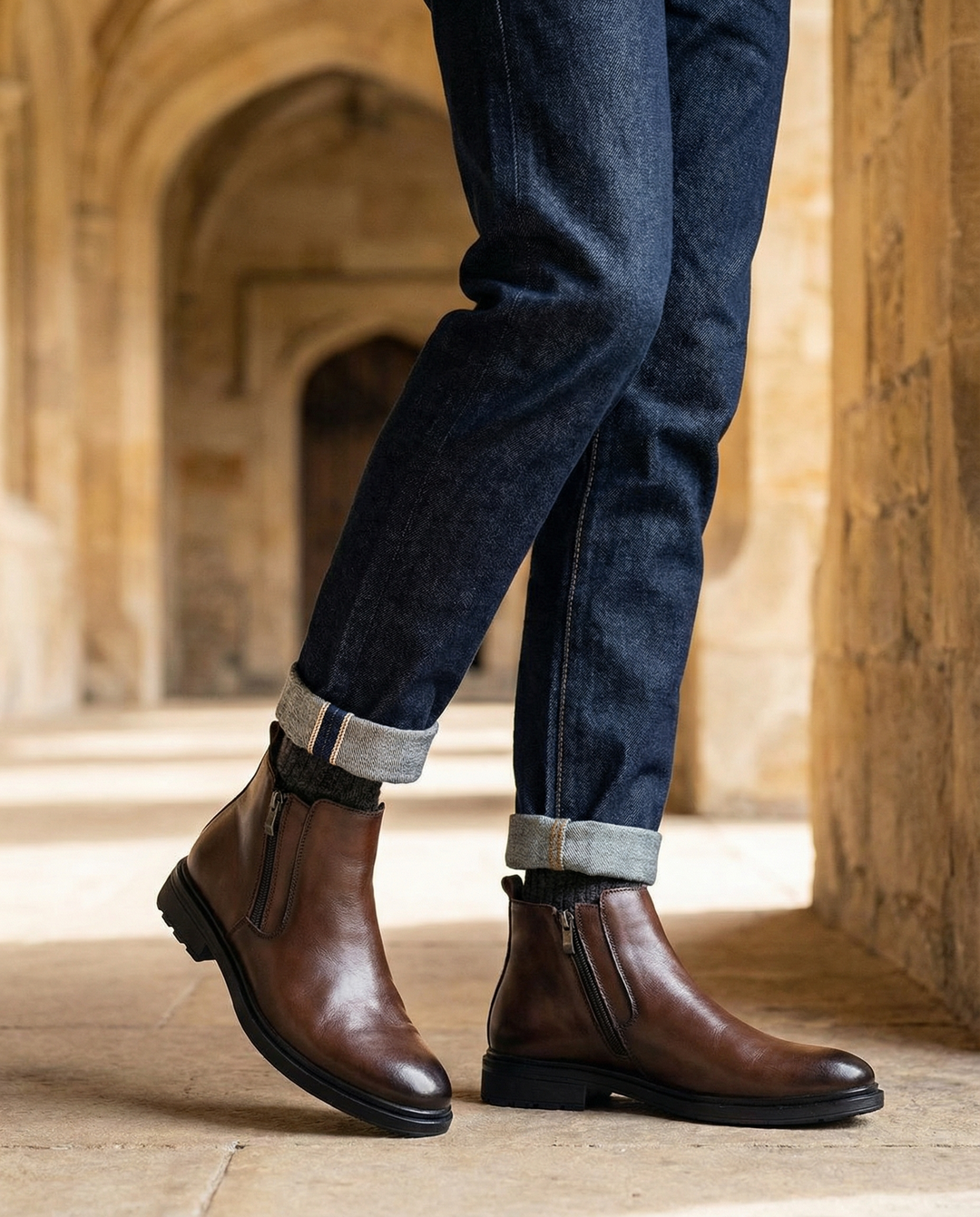 Men's Genuine Leather Boots – Side Zip Comfort