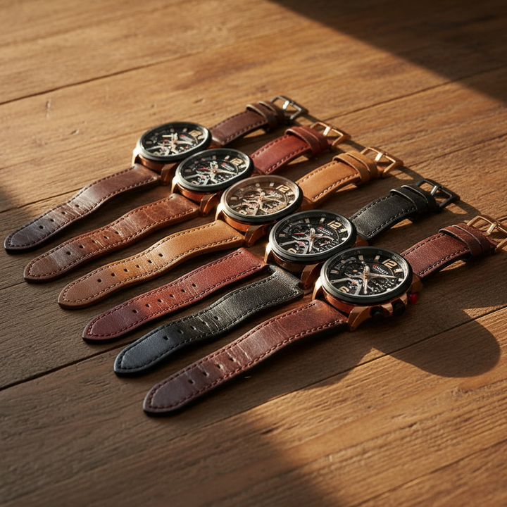 Men's Wood & Steel Chronograph Watch | Luxury Quartz Wristwatch