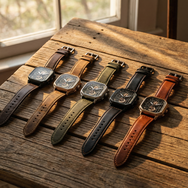 Men's Chronograph Leather Watch | Classic Analog Quartz Wristwatch