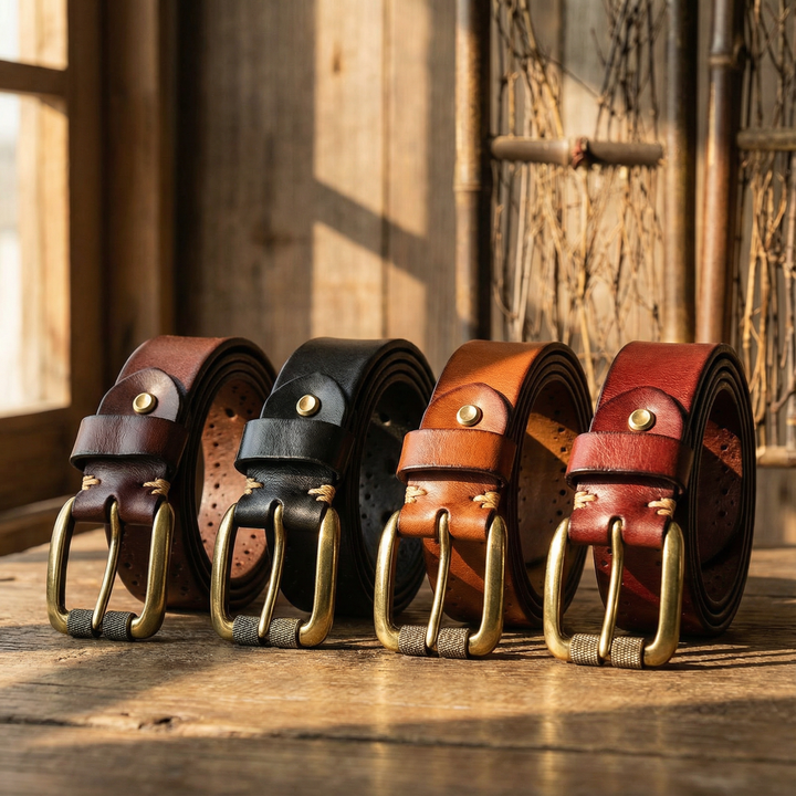 Men's Full-Grain Leather Belt | Heavy-Duty Classic Dress Casual Strap