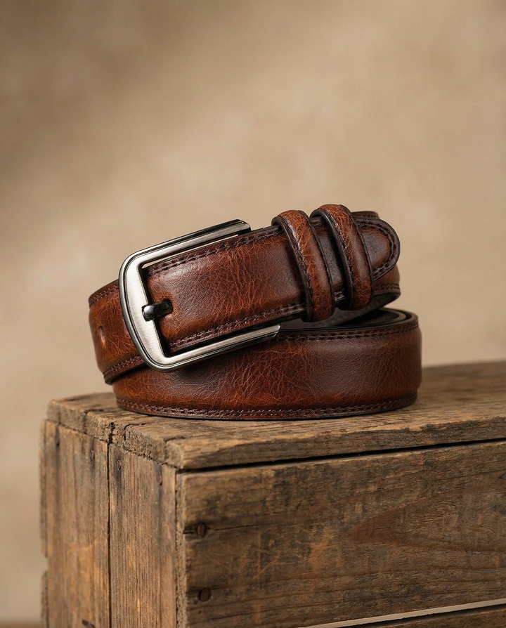 Men's Red Oak Leather Belt | Heavy-Duty Full-Grain Classic Strap