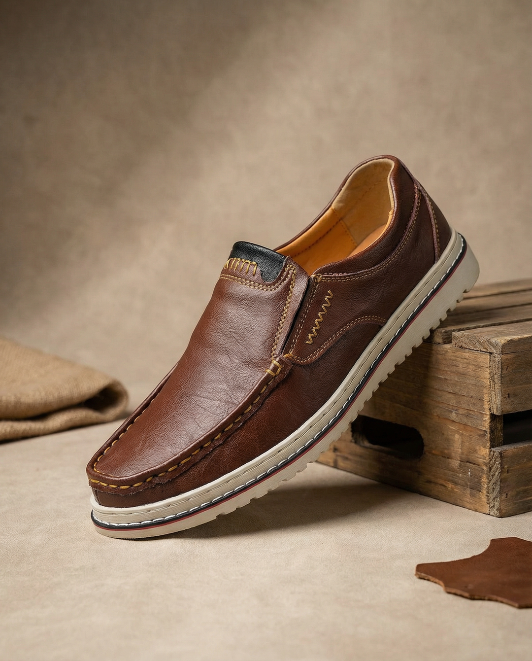 Men's Leather Boat Shoes – Comfortable Non-Slip Sole