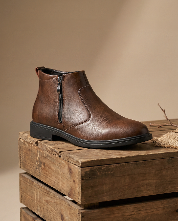 Men's Leather Boots – Side Zip Everyday Comfort