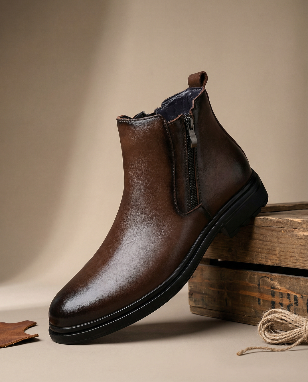 Men's Genuine Leather Boots – Side Zip Comfort
