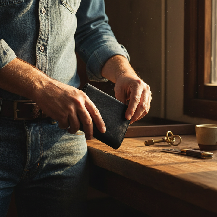 Men's Slim Leather Zip Wallet | RFID Blocking Minimalist Card Holder