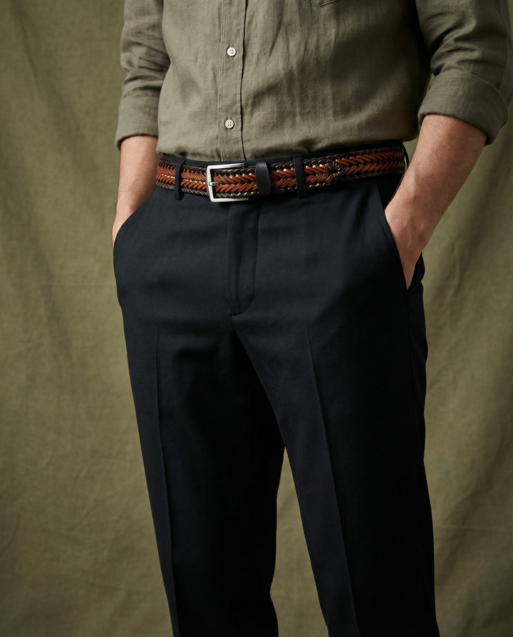 Men's Braided Leather Belt | Custom-Fit Woven Casual Dress Strap