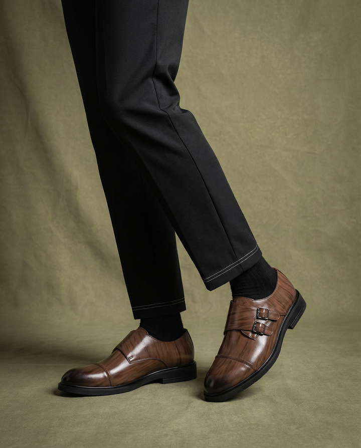 Men's Leather Monk Strap Shoes – Classic Smart Style