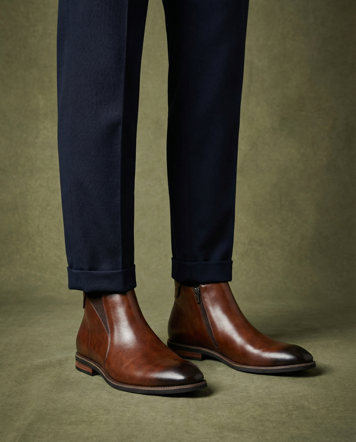 Men's Leather Chelsea Boots – Side Zip Comfort