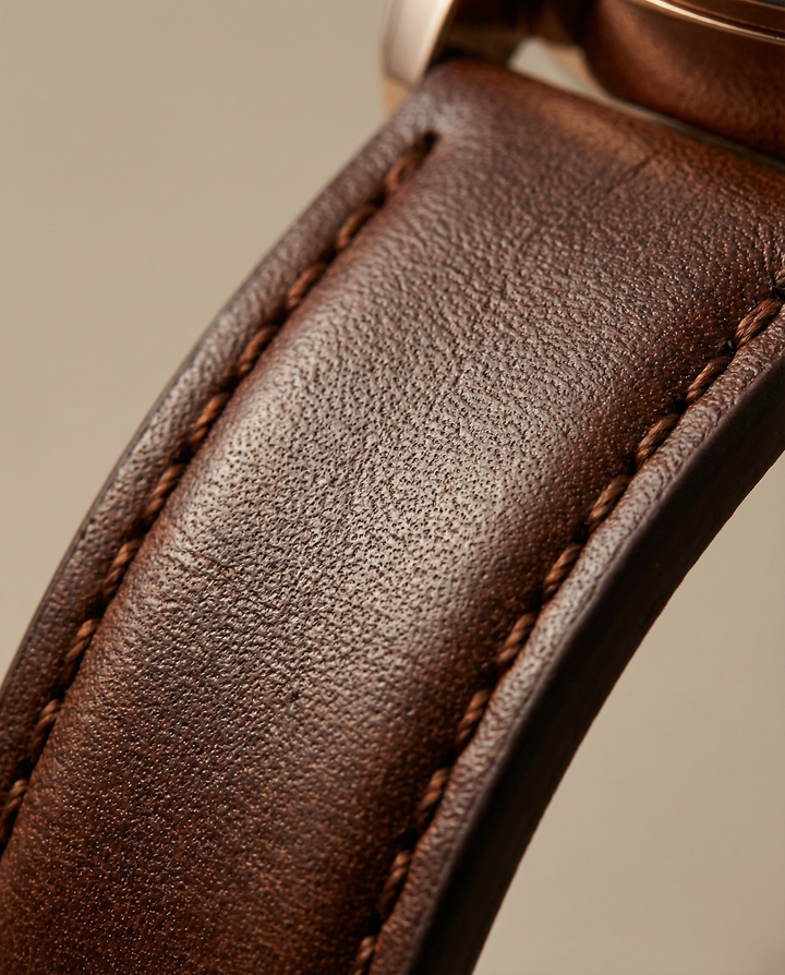 Men's Copper Chronograph Leather Watch | Luxury Analog Quartz Watch