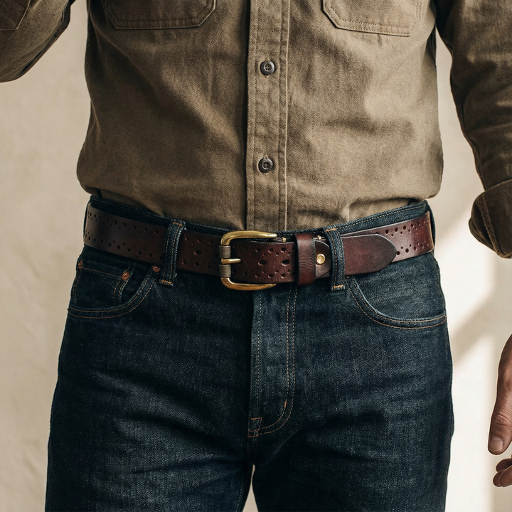 Men's Full-Grain Leather Belt | Heavy-Duty Classic Dress Casual Strap