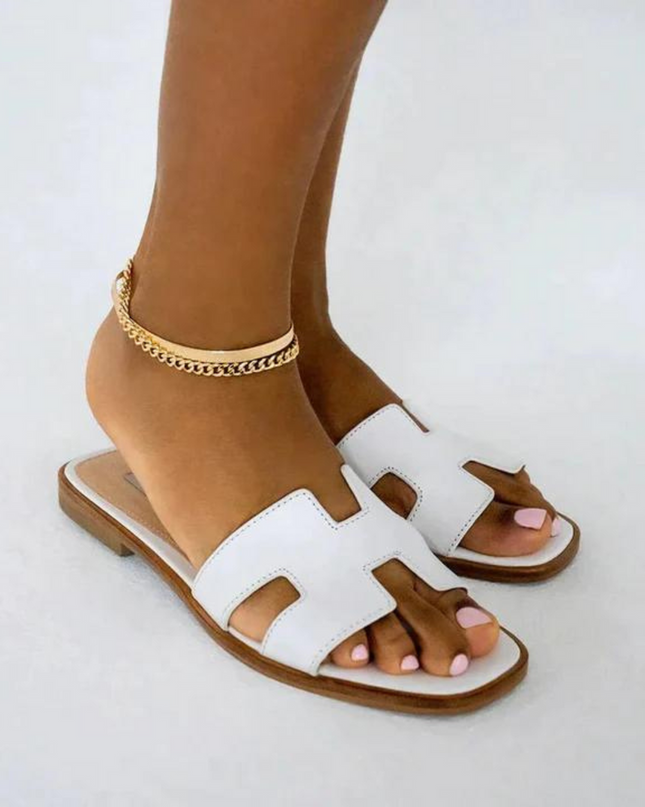 H Design Sandal – Premium Faux Leather Slip-On Sandals