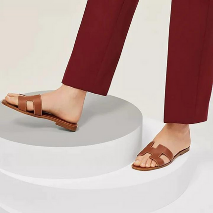H Design Sandal – Premium Faux Leather Slip-On Sandals