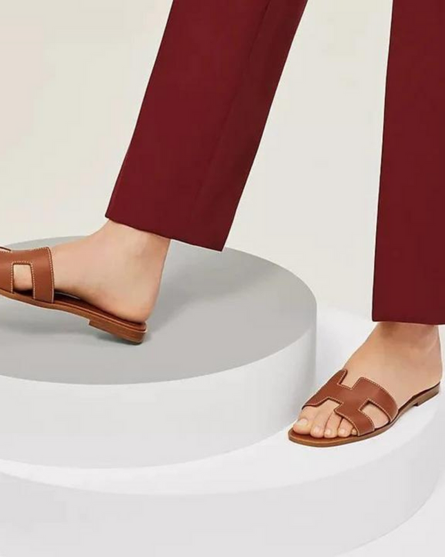 H Design Sandal – Premium Faux Leather Slip-On Sandals