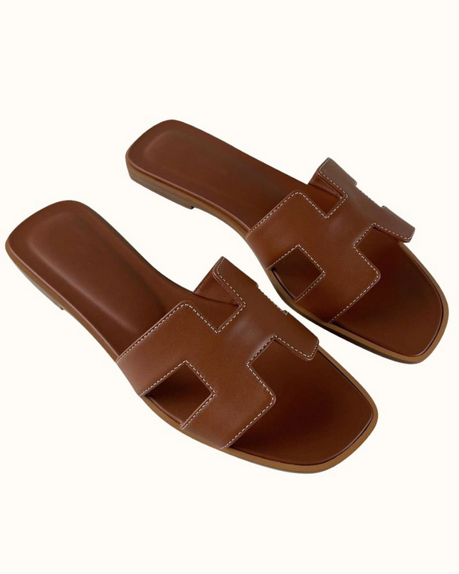 H Design Sandal – Premium Faux Leather Slip-On Sandals