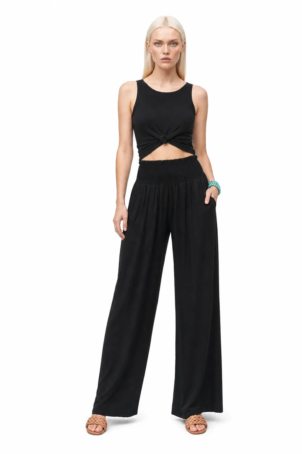 Hale Smocked Linen Pants Elite