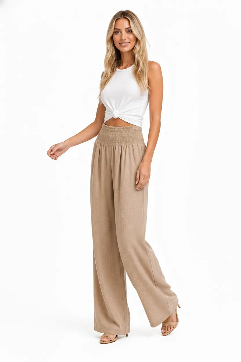 Hale Smocked Linen Pants Elite