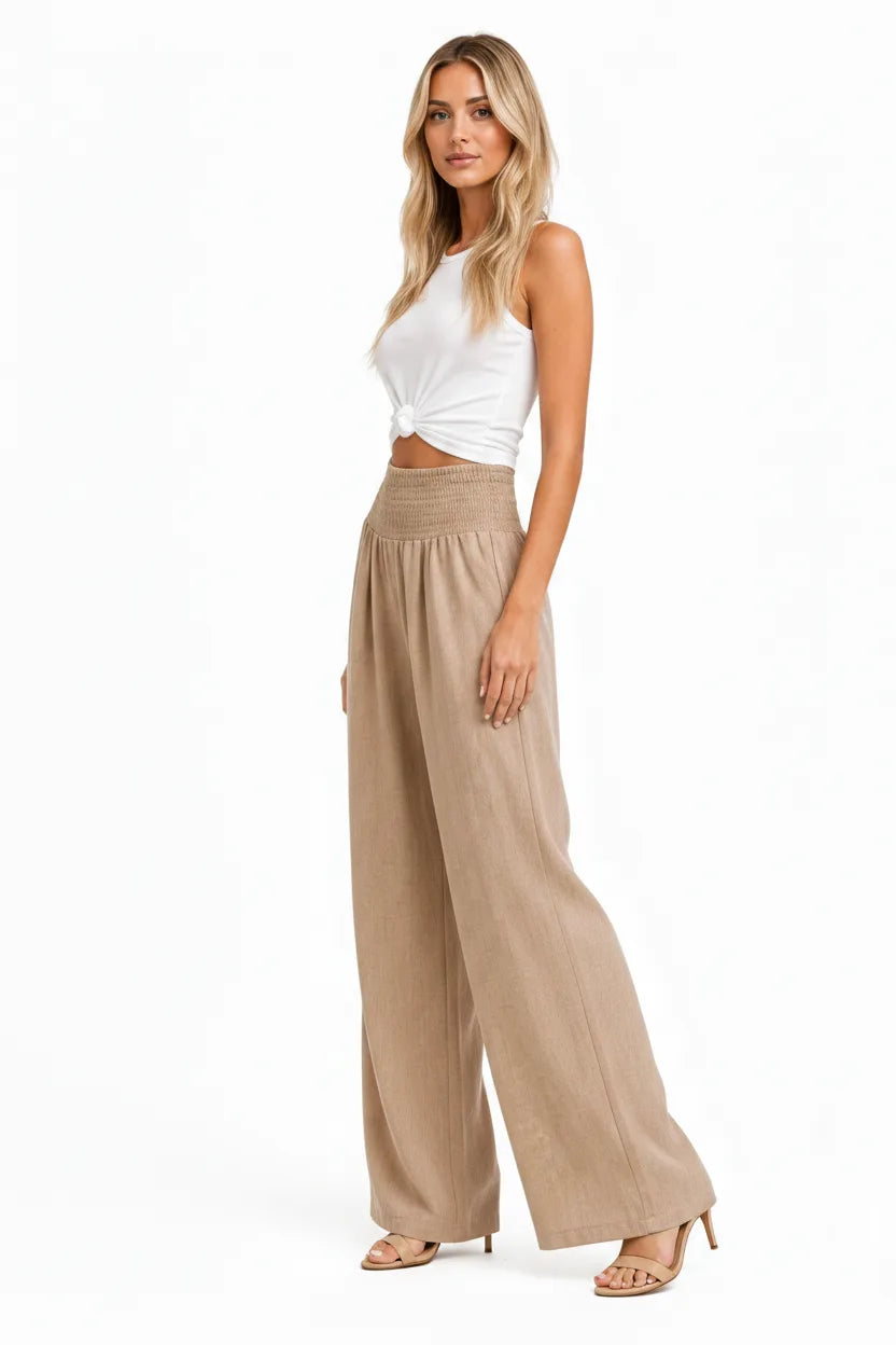Hale Smocked Linen Pants Elite