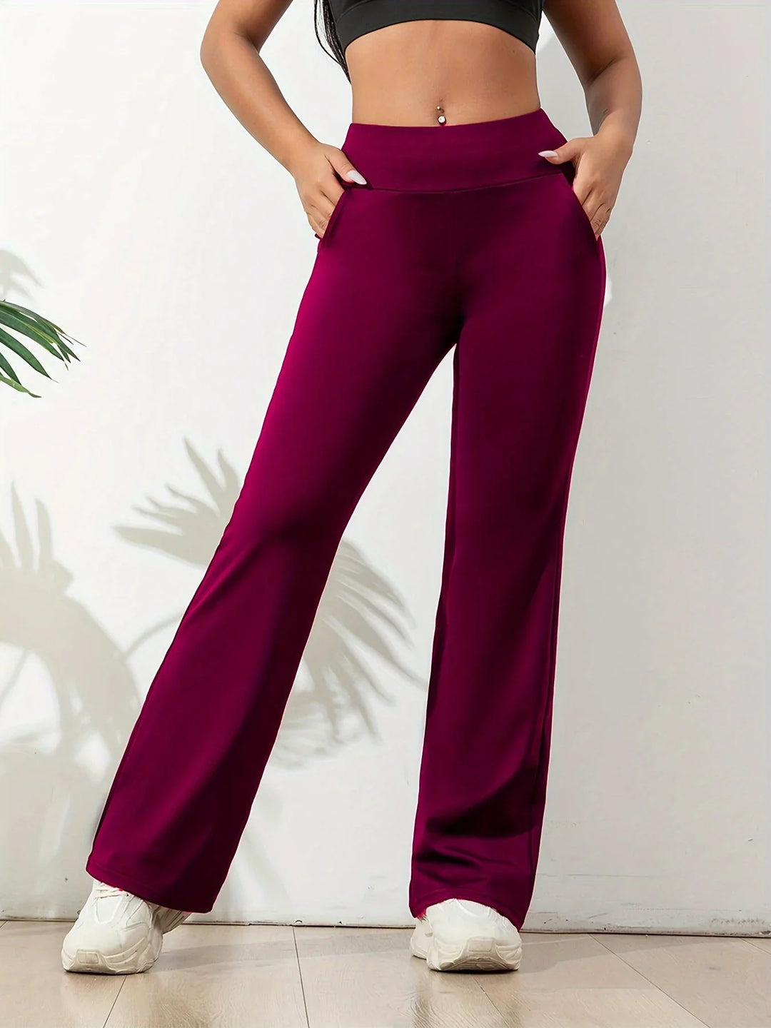 All Season Flare Leggings Women Running Yoga Pants with Pockets