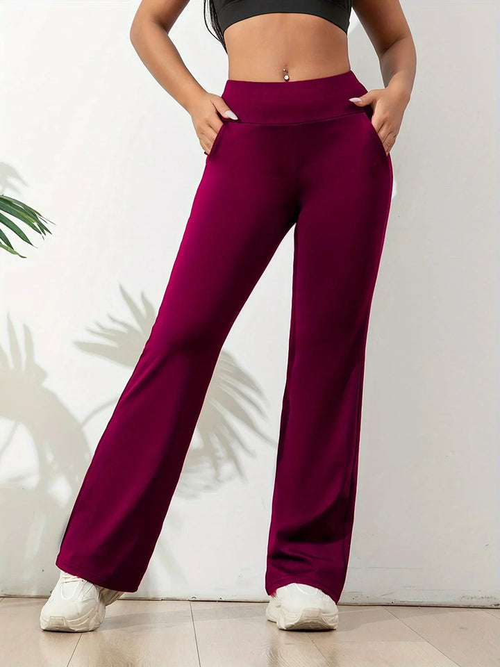 All Season Flare Leggings Women Running Yoga Pants with Pockets