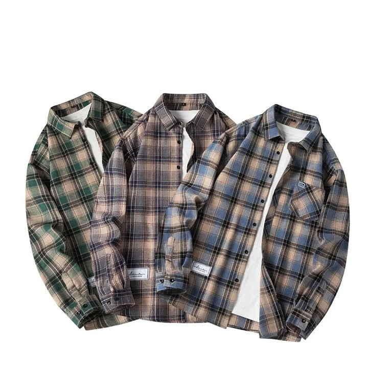 Heren Geruite Overshirt Knoopsluiting Casual Zomer