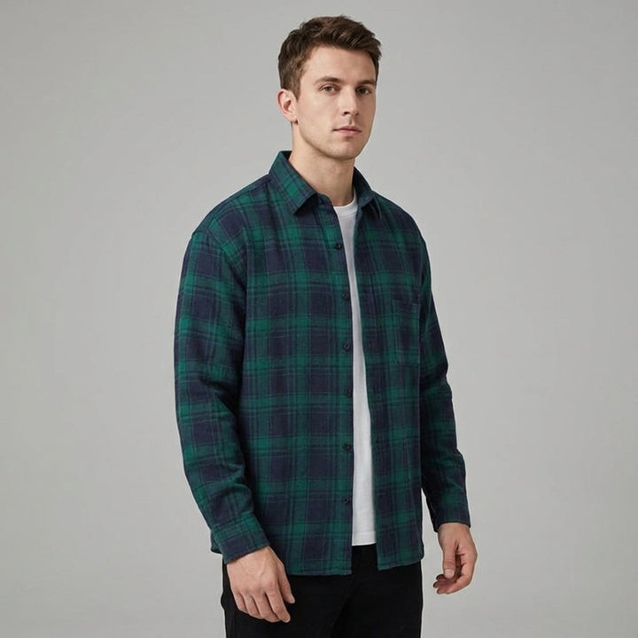 Heren Geruite Overshirt Knoopsluiting Casual Zomer
