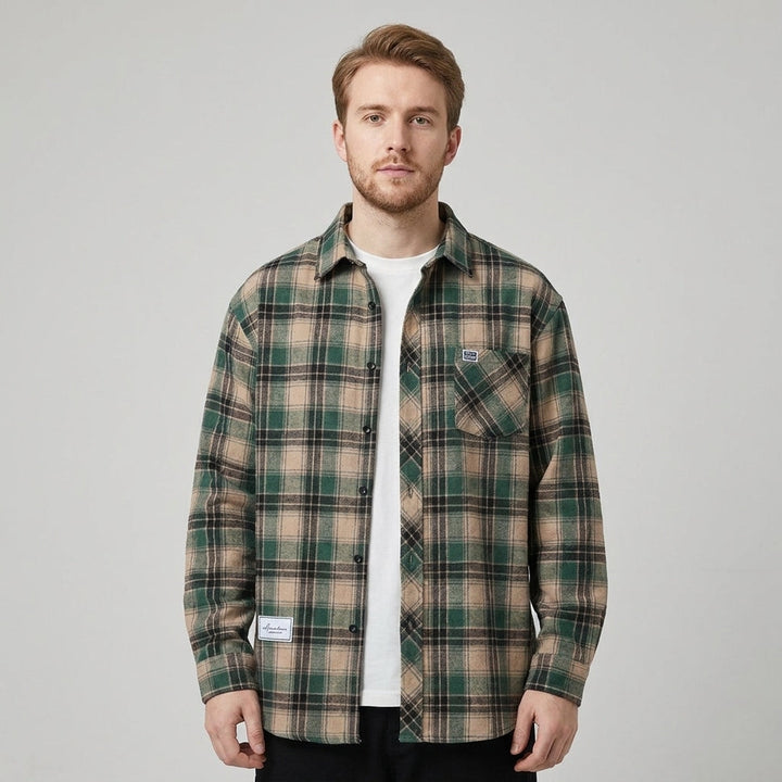 Heren Geruite Overshirt Knoopsluiting Casual Zomer