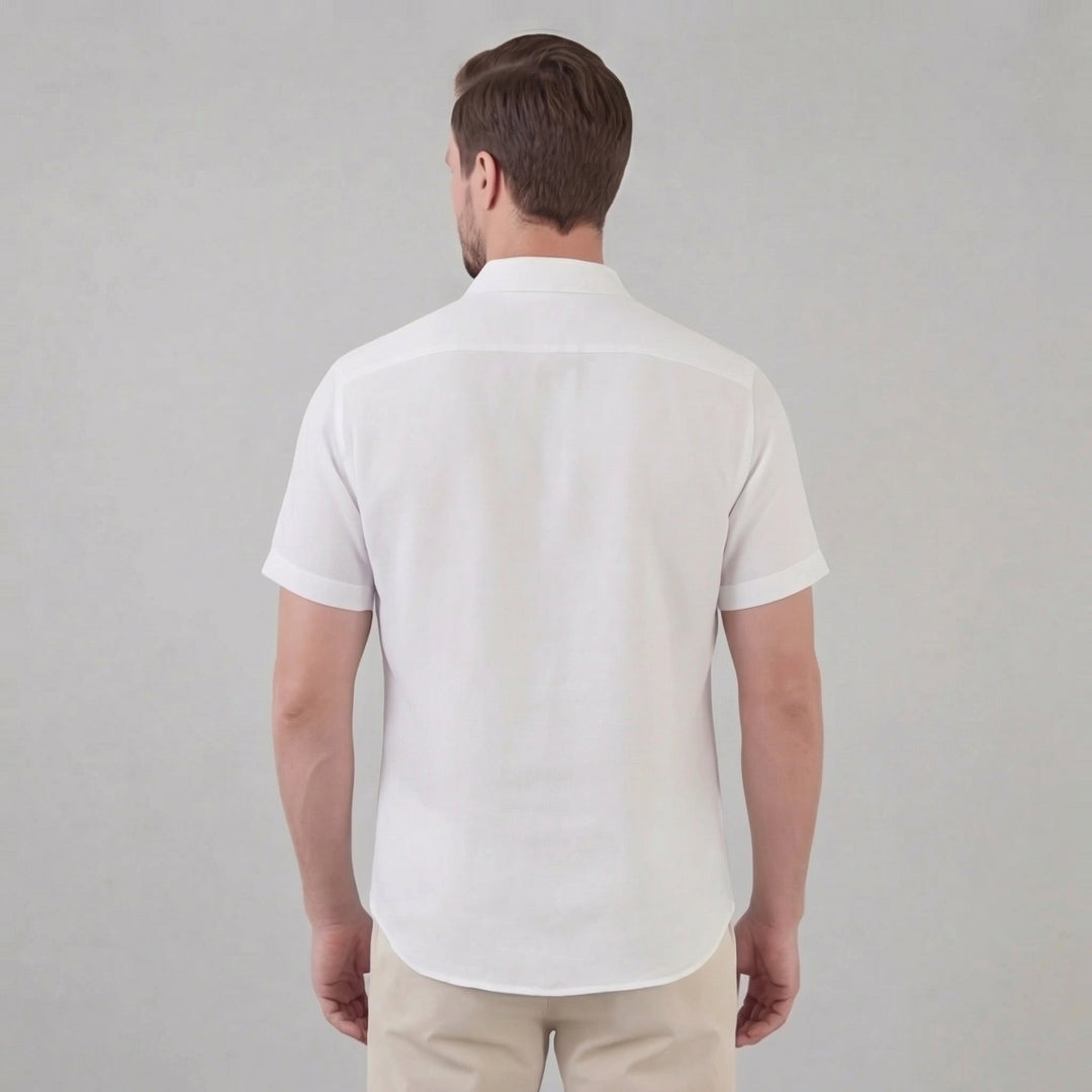 Heren Linnen Shirt Korte Mouw