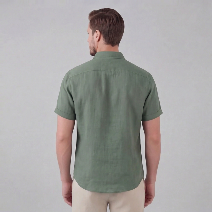 Heren Linnen Shirt Korte Mouw