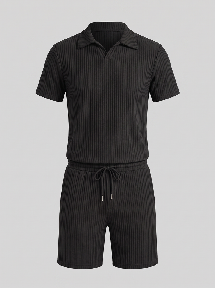 Heren Ribgebreide Polo Set