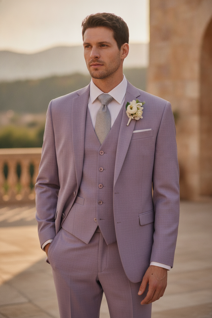 Hightouch | Men Single Breasted 3-Piece Wedding Guest Formal Suit