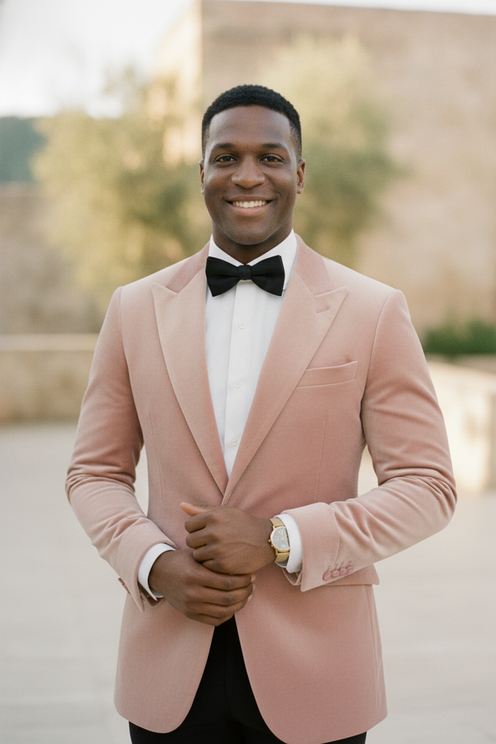 Magnusl | Men Velvet Peak Lapel Wedding Guest Blazer