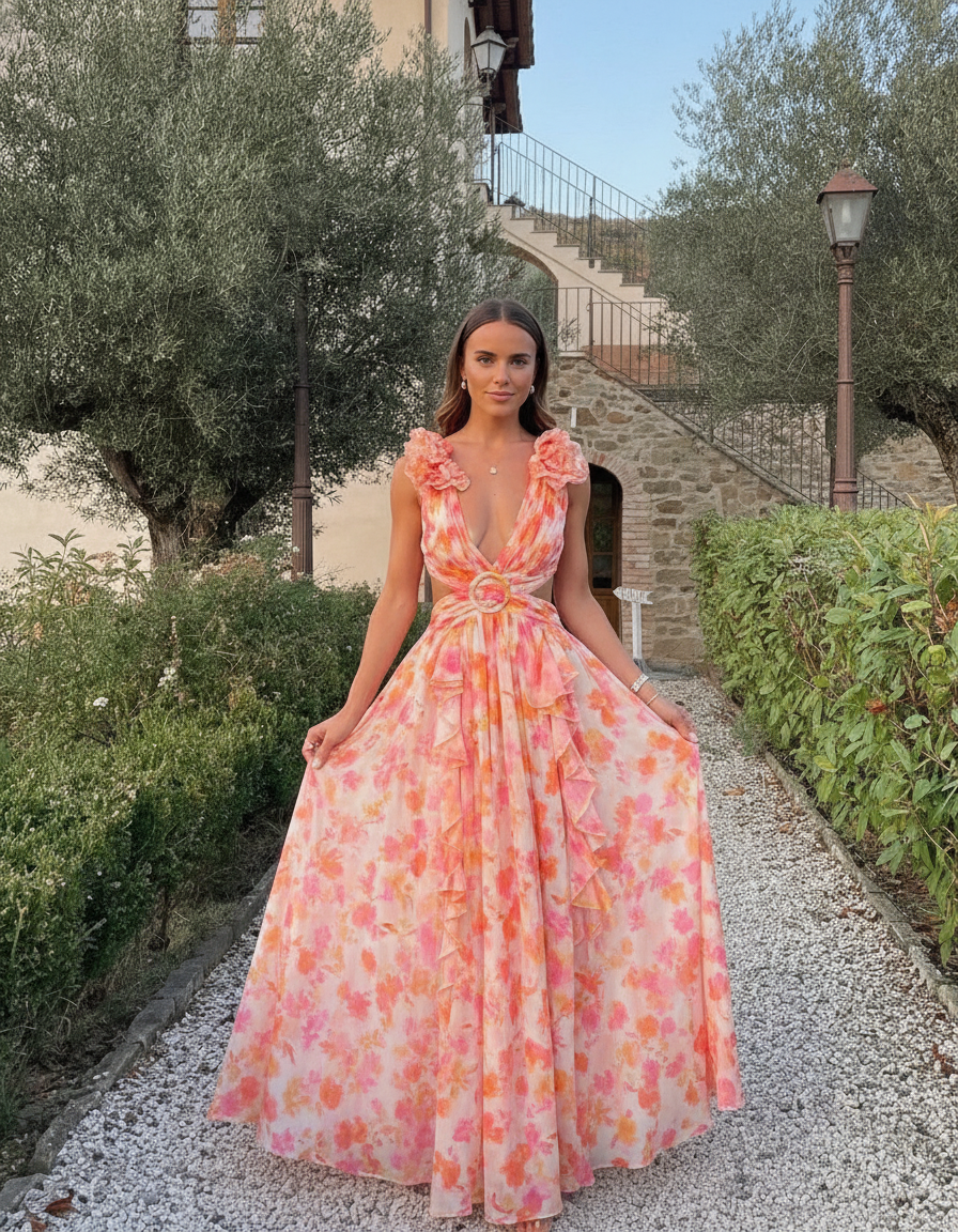 Celestine's | Floral Sleeveless Maxi Dress Wedding Guest Occasion