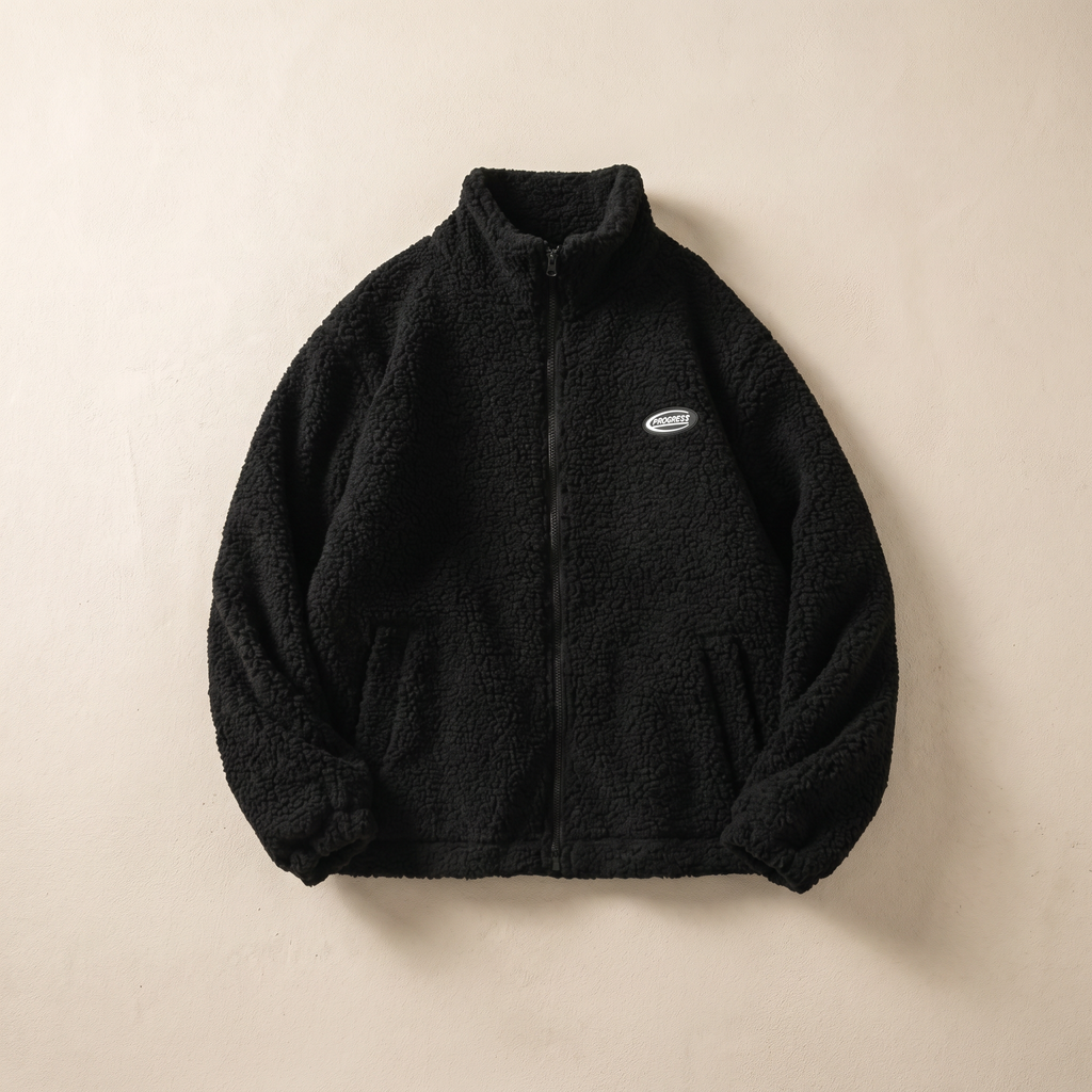 Mens Cozy Polyester Fleece Jacket With Modern Fit Casual Winter Outerwear For Everyday Comfort And Style