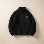 Mens Cozy Polyester Fleece Jacket With Modern Fit Casual Winter Outerwear For Everyday Comfort And Style