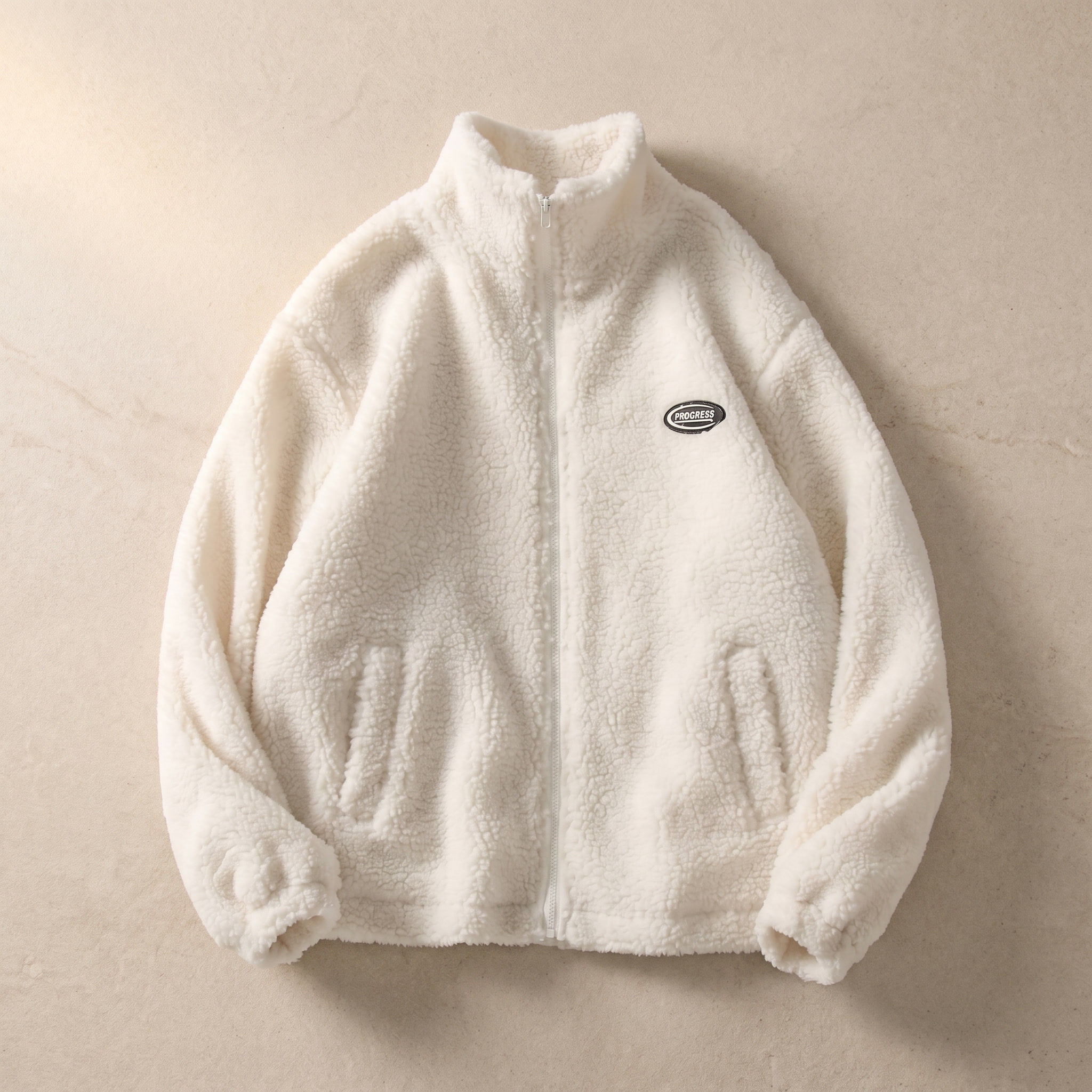 Mens Cozy Polyester Fleece Jacket With Modern Fit Casual Winter Outerwear For Everyday Comfort And Style