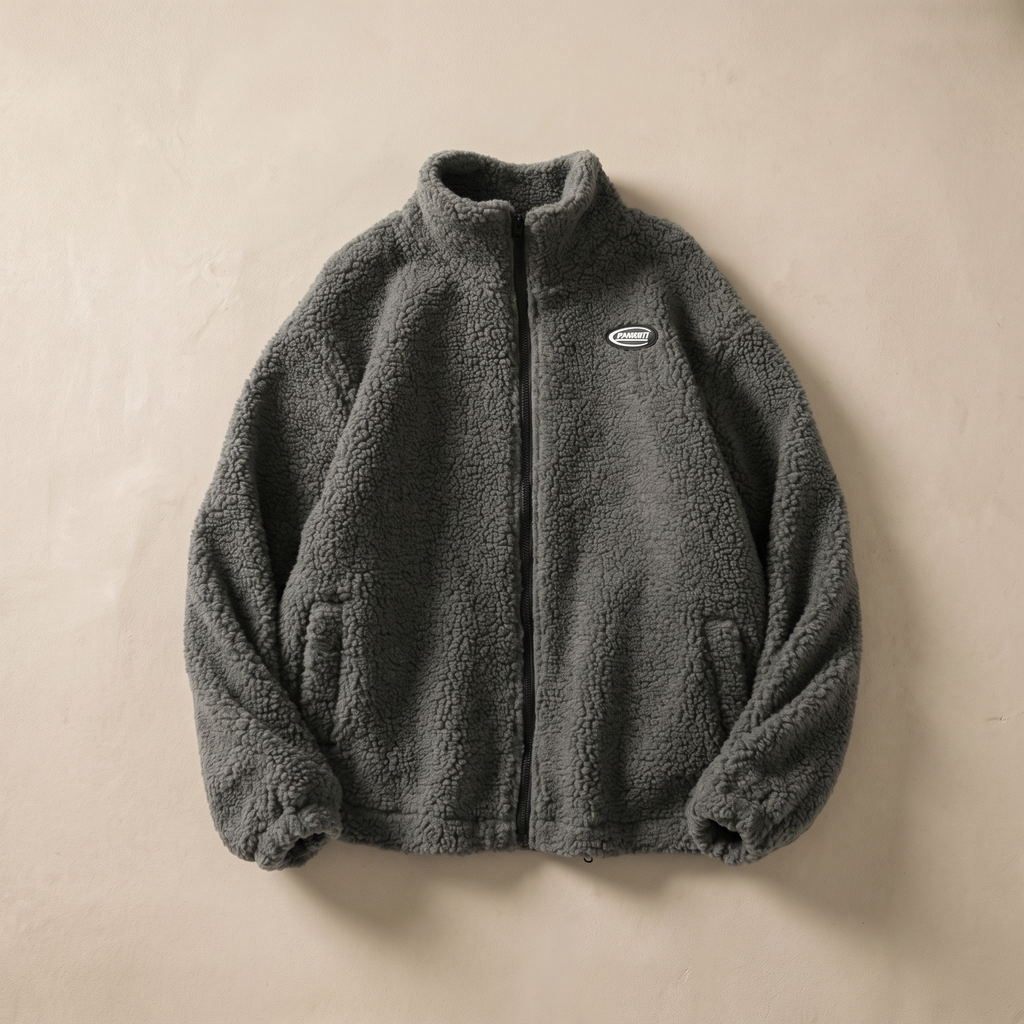 Mens Cozy Polyester Fleece Jacket With Modern Fit Casual Winter Outerwear For Everyday Comfort And Style