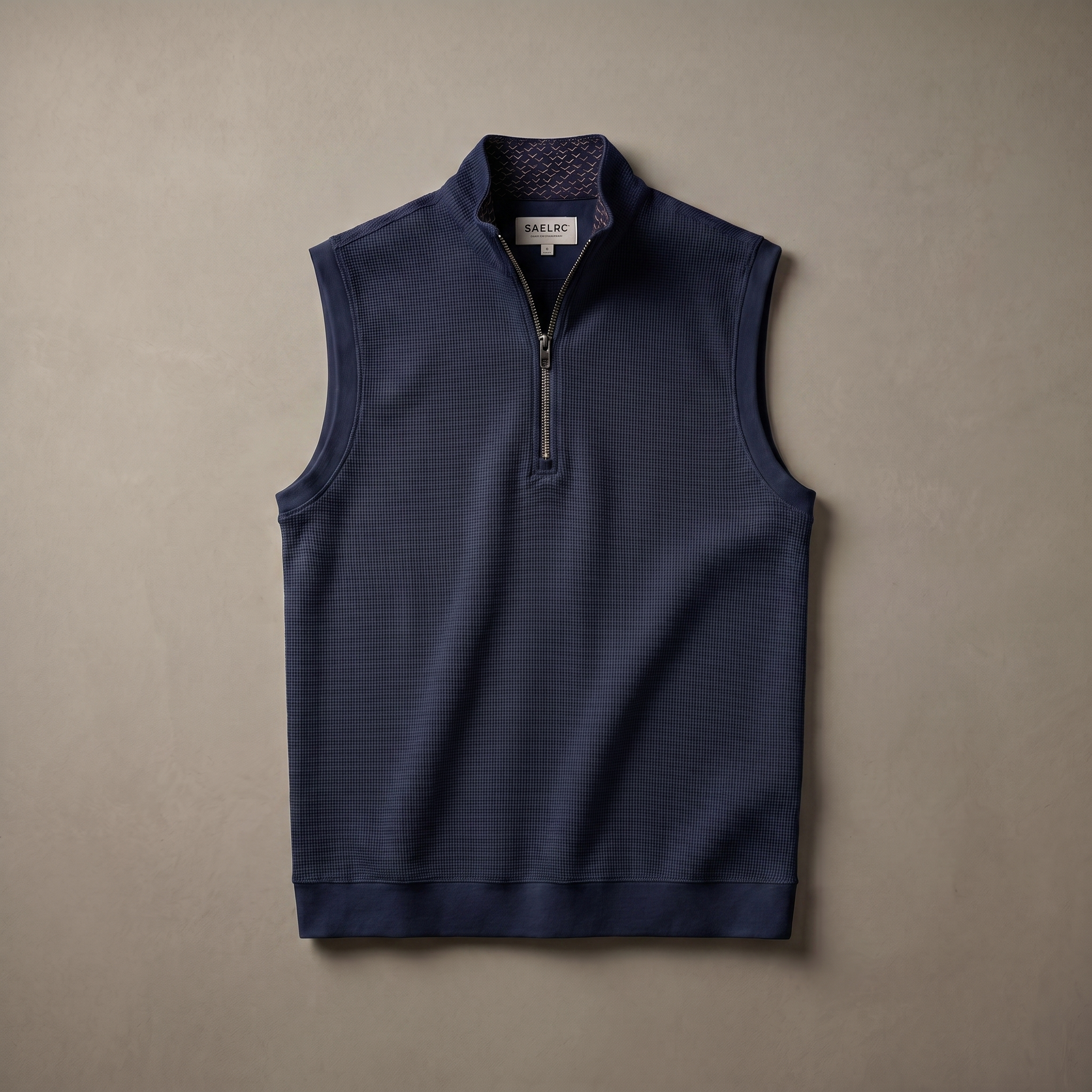 Men's Stretch Fabric Golf Vest With Windproof Flap And Stylish Print Collar