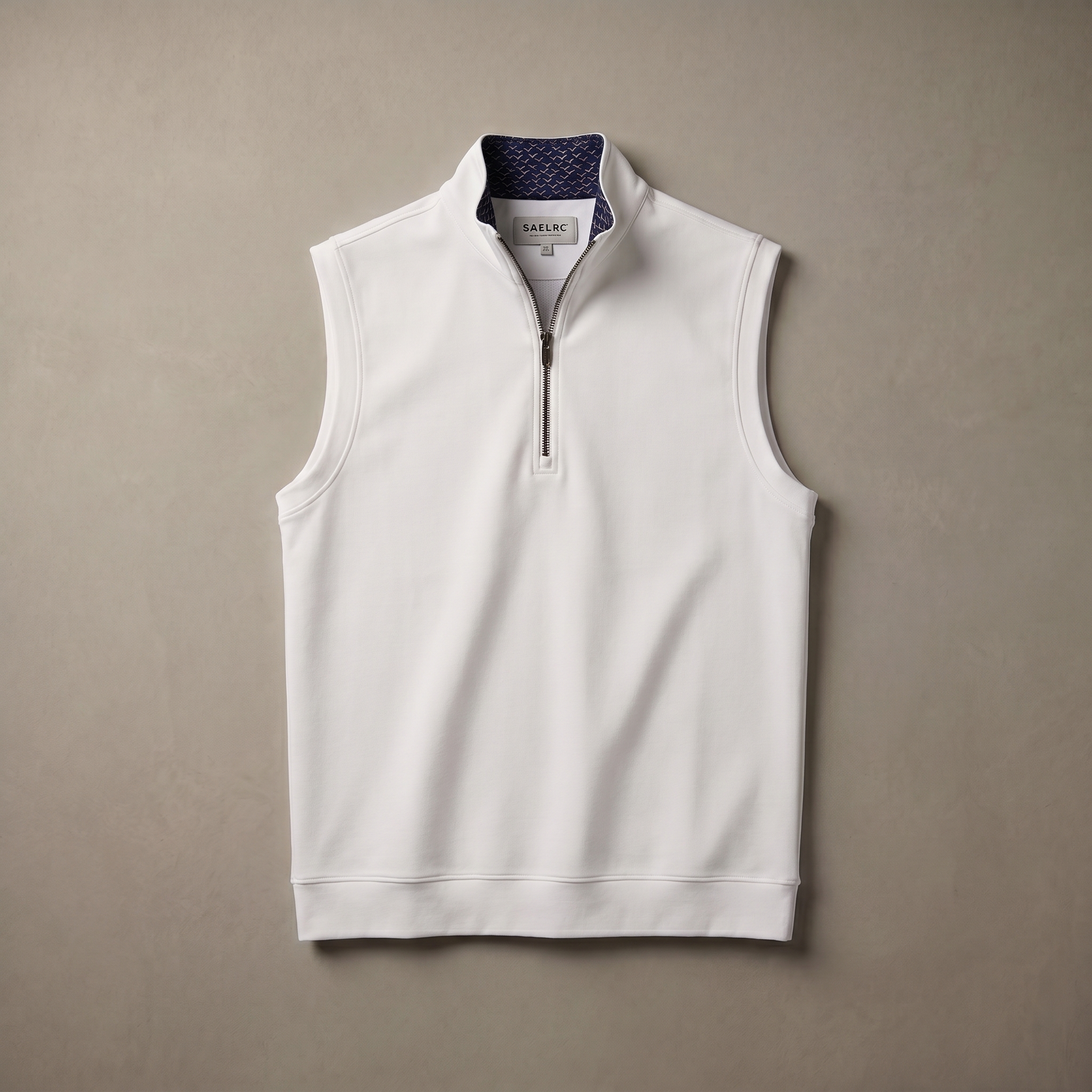 Men's Stretch Fabric Golf Vest With Windproof Flap And Stylish Print Collar