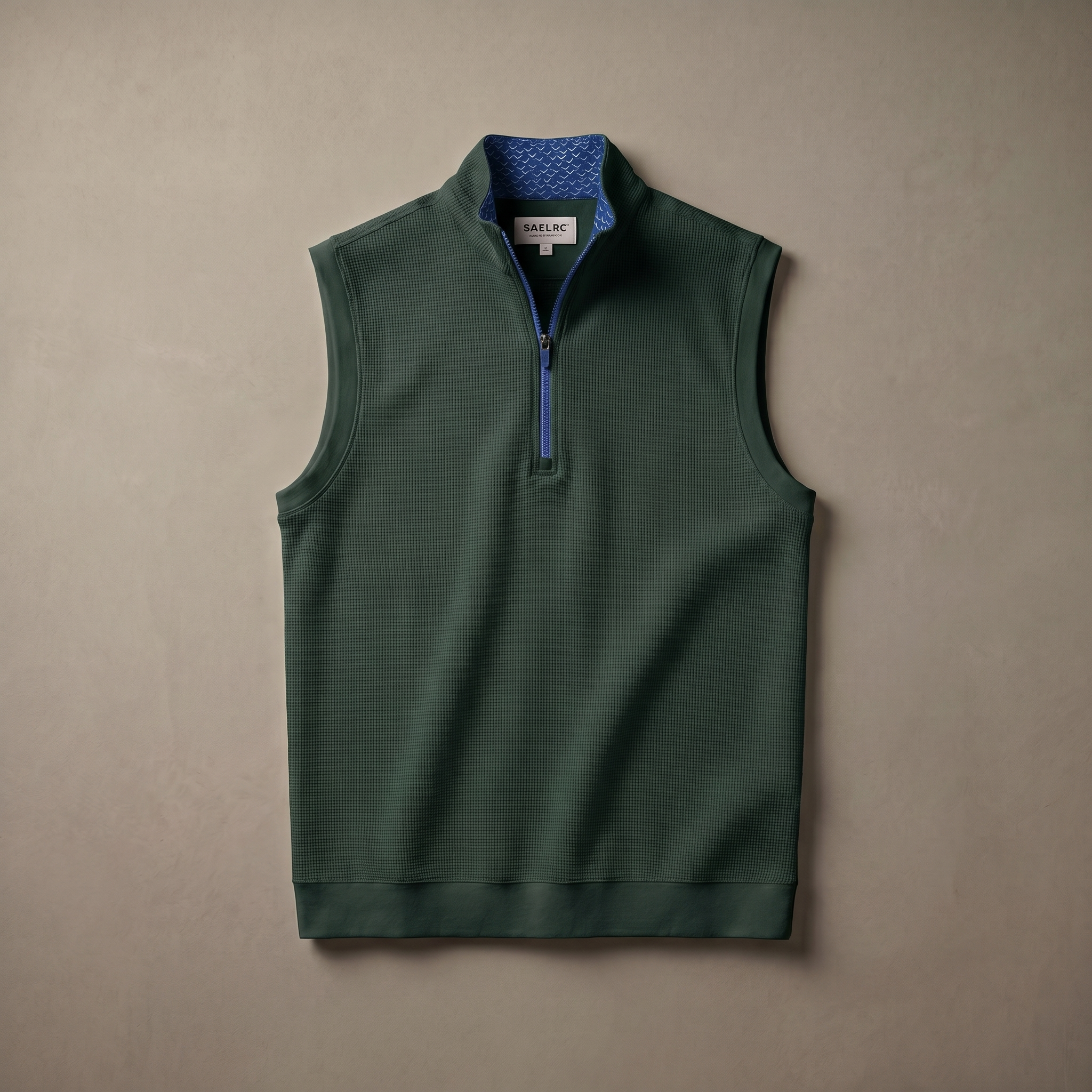 Men's Stretch Fabric Golf Vest With Windproof Flap And Stylish Print Collar