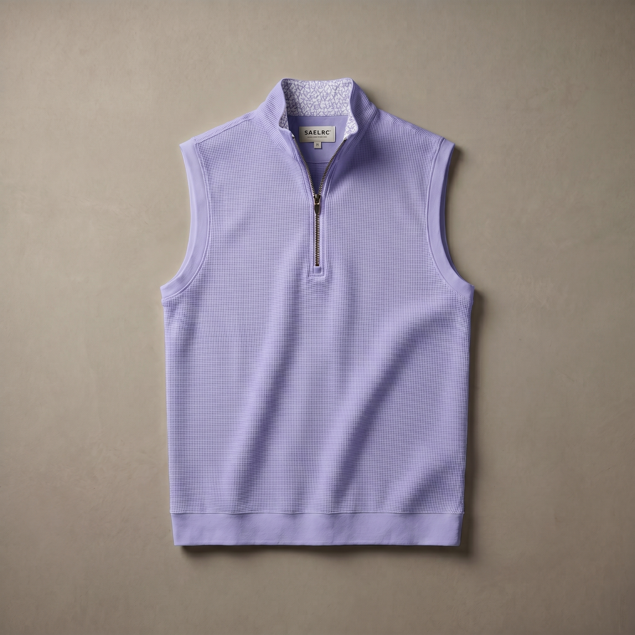 Men's Stretch Fabric Golf Vest With Windproof Flap And Stylish Print Collar