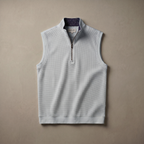 Men's Stretch Fabric Golf Vest With Windproof Flap And Stylish Print Collar