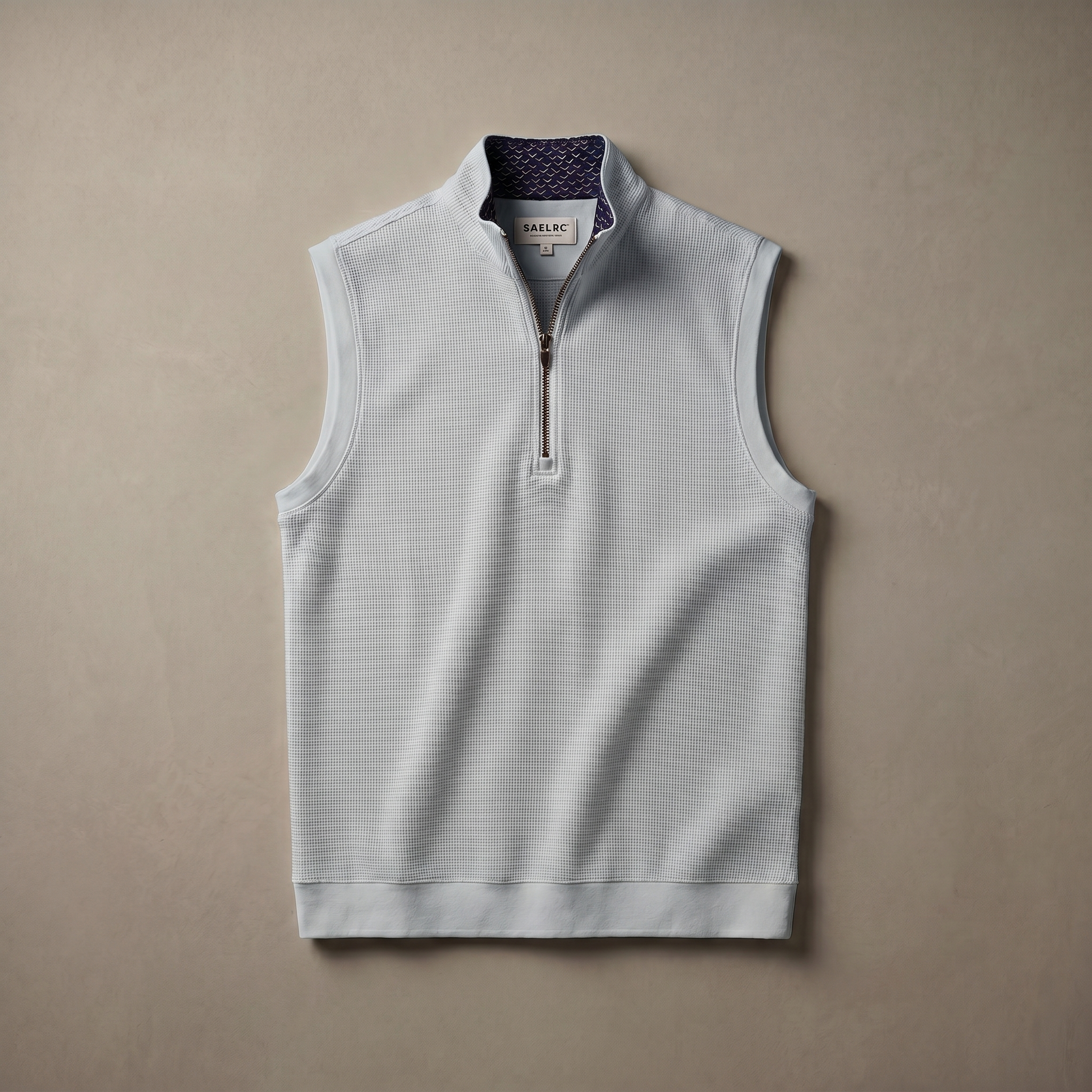 Men's Stretch Fabric Golf Vest With Windproof Flap And Stylish Print Collar