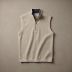 Men's Stretch Fabric Golf Vest With Windproof Flap And Stylish Print Collar