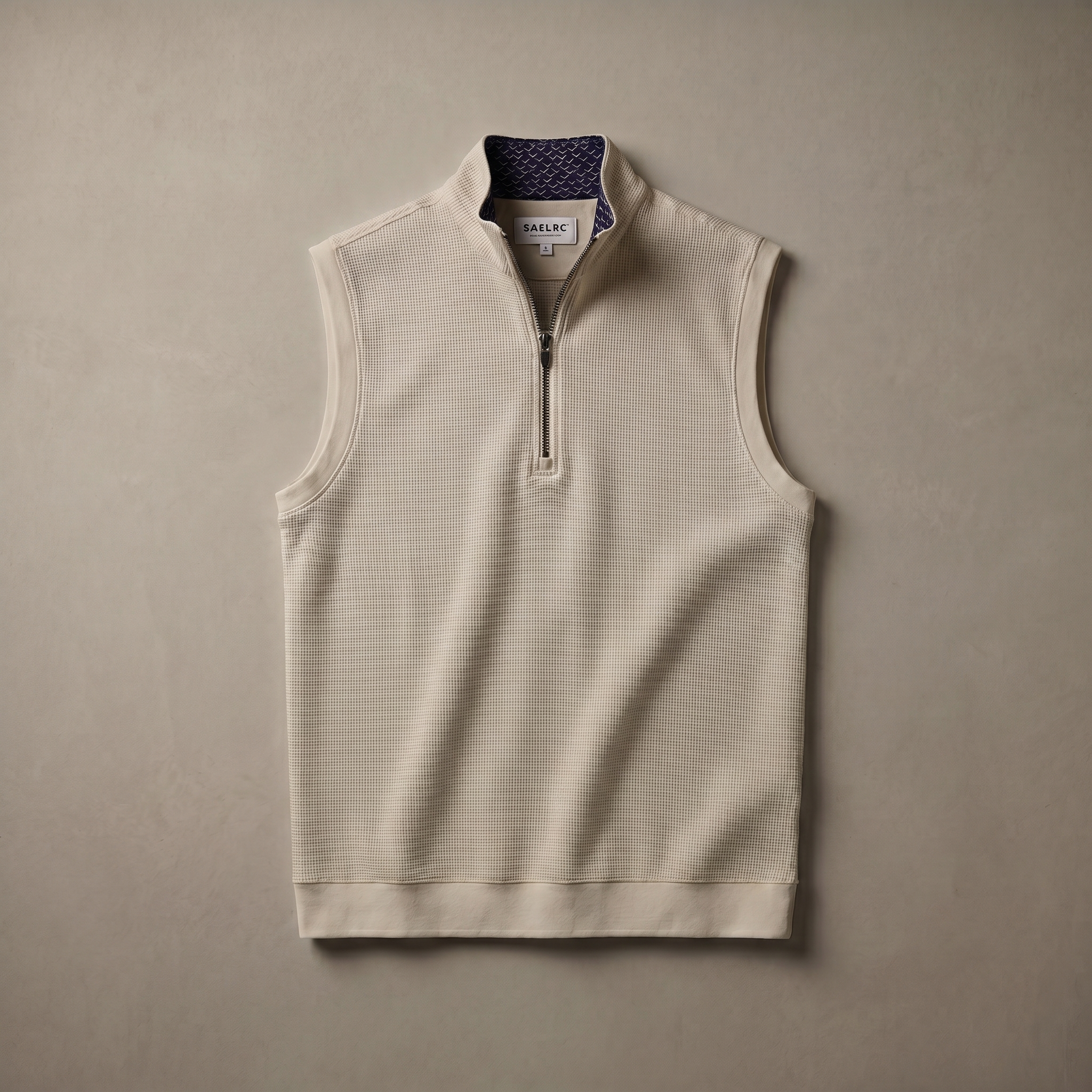 Men's Stretch Fabric Golf Vest With Windproof Flap And Stylish Print Collar