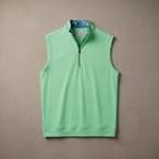 Men's Stretch Fabric Golf Vest With Windproof Flap And Stylish Print Collar